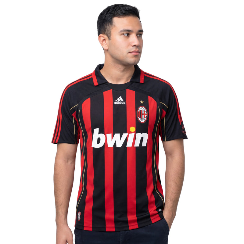 Camisa Milan Home 06/07 Retrô - Vermelha e Preta