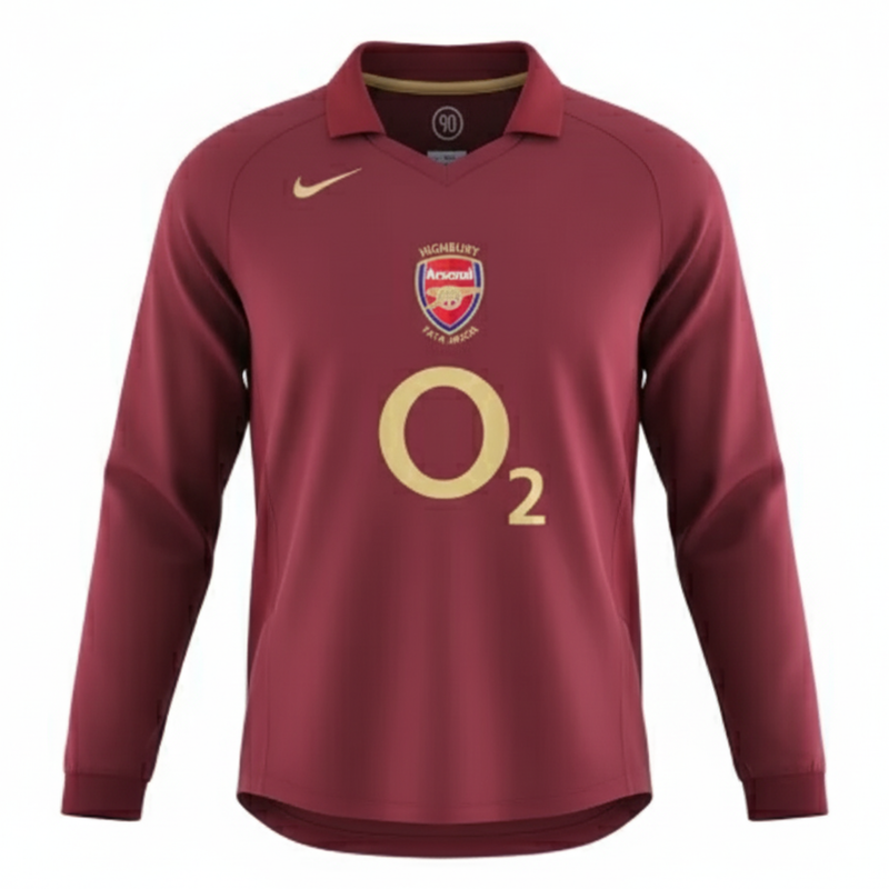 Camisa Arsenal Home 05/06 Retrô Manga Longa - Vinho