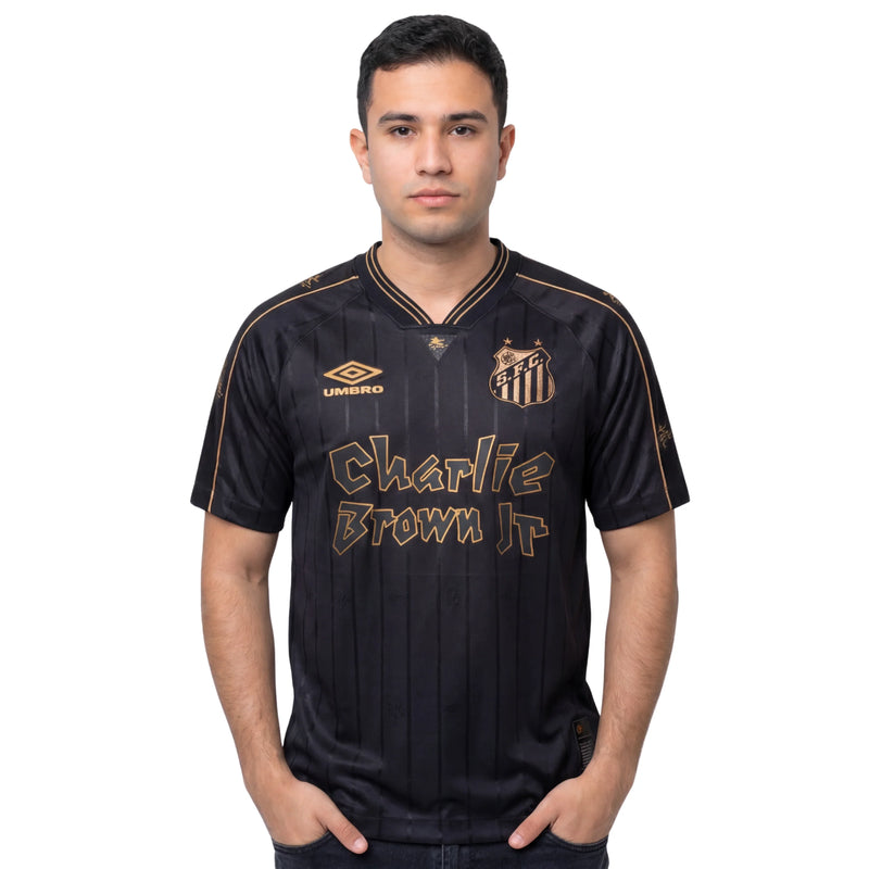 Camisa Santos Charlie Brown Jr. 2024 - Preta e Dourada - Tam: P