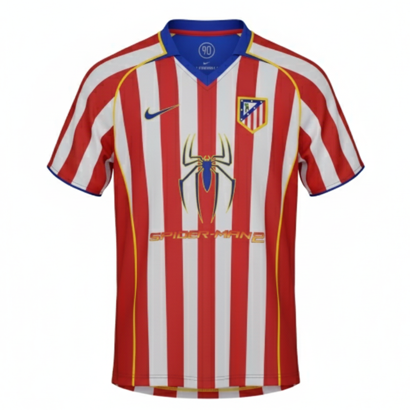 Camisa Atlético de Madrid Spider 04/05 Retrô - Branca e Vermelha