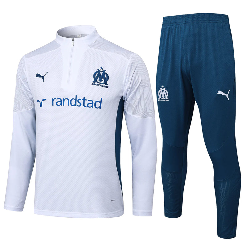 Conjunto Agasalho Treino Olympique de Marseille 24/25 - Branco