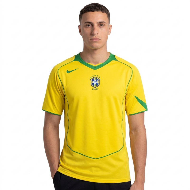 Camisa Brasil Home 2004 Retrô - Amarela
