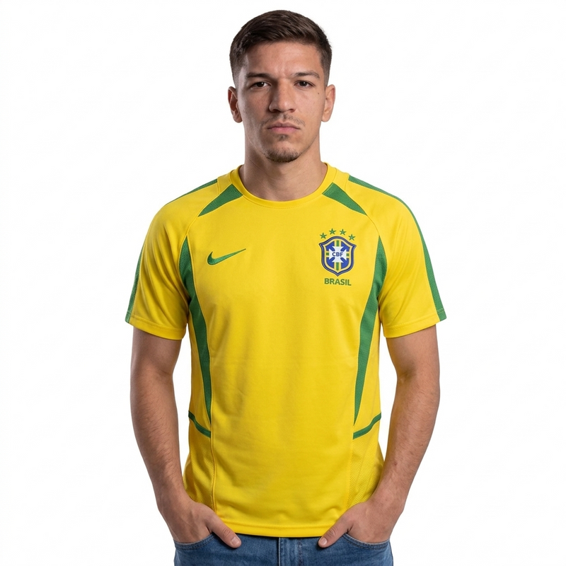 Camisa Brasil Home 2002 Retrô - Amarela