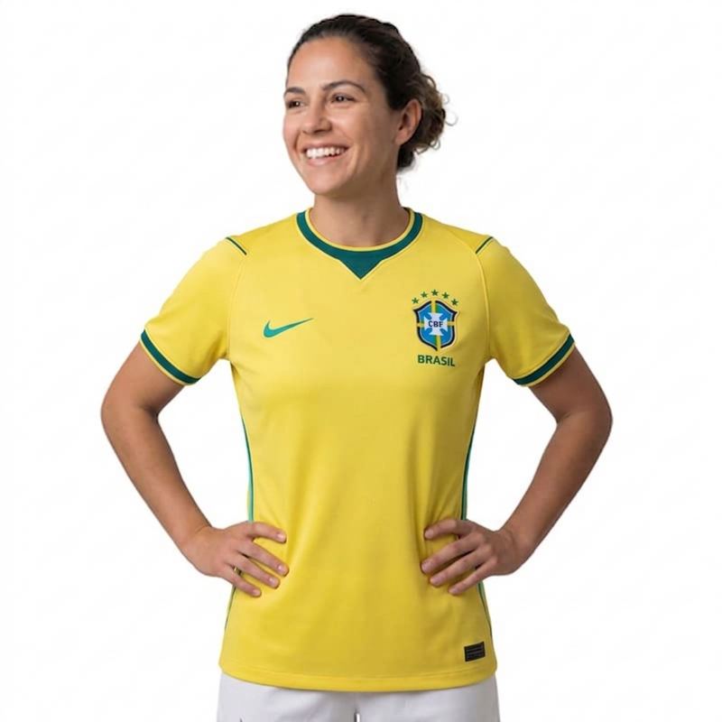 Camisa Brasil Feminina Home 2026 - Amarela