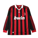 Camisa Milan Home 09/10 Manga Longa Retrô - Vermelha e Preta
