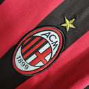 Camisa Milan Home 09/10 Manga Longa Retrô - Vermelha e Preta
