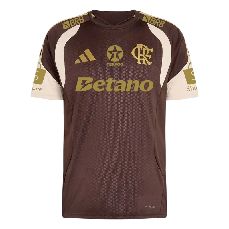 Camisa Flamengo 26/27 Concentração Com Patrocínios - Torcedor Adidas Masculina - Marrom