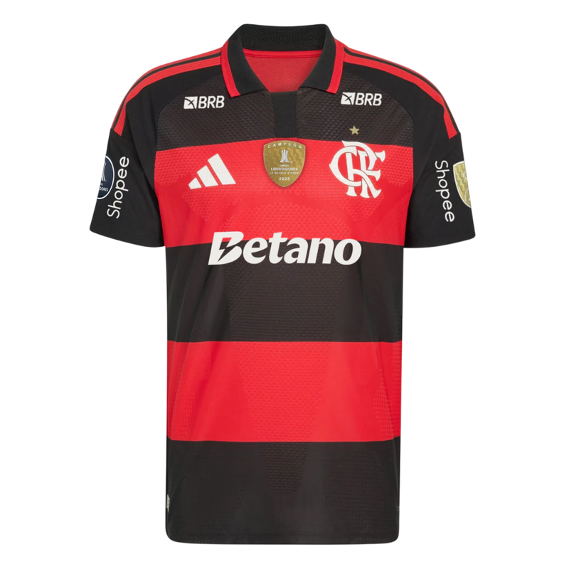 Camisa Flamengo Home 26/27 Com Patrocínios e Patchs - Jogador Adidas Masculina - Rubro - negra