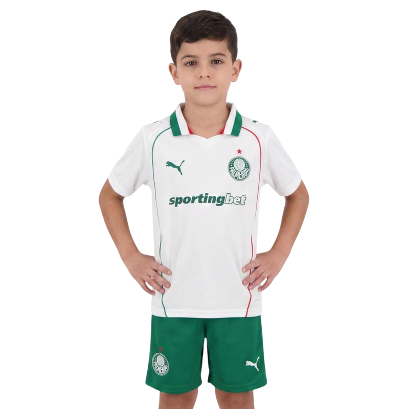 Kit Palmeiras Away 26/27 - Torcedor Puma Infantil - Branco