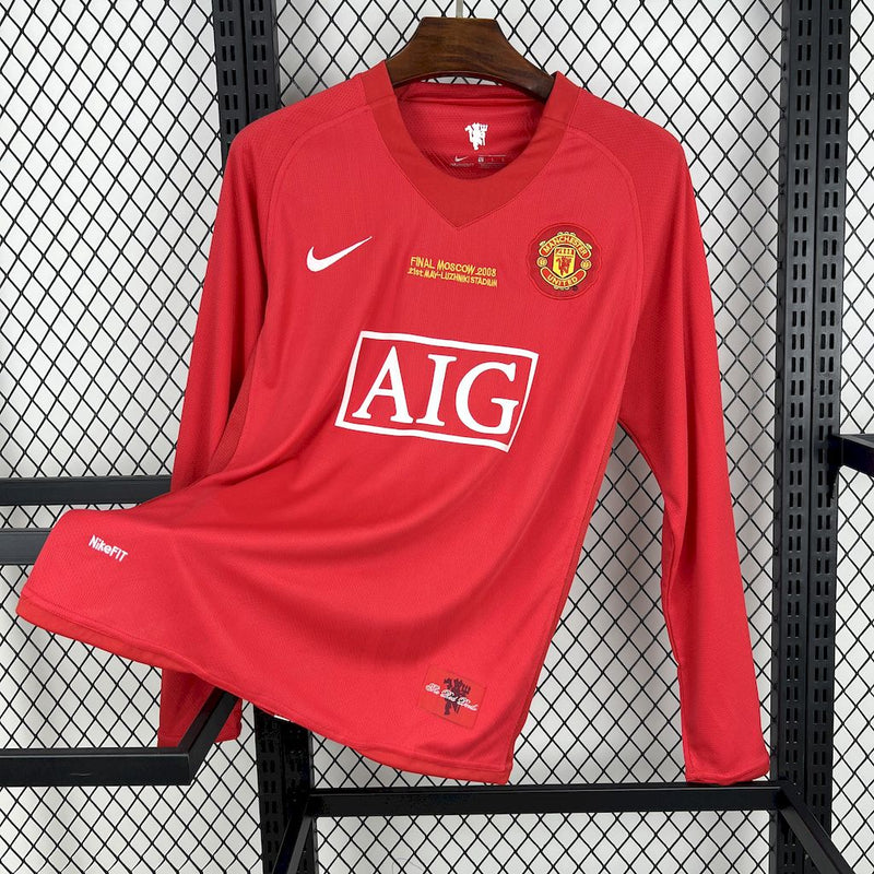 Camisa Manchester United Home 07/08 Manga Longa Retrô
