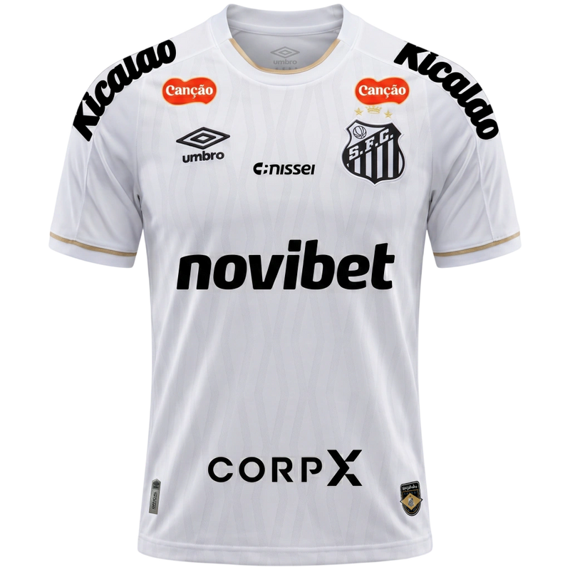 Camisa Santos Home 26/27 Patrocinios - Torcedor Umbro Masculina - Branca