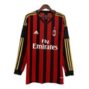 Camisa Milan Home 13/14 Manga Longa Retrô - Vermelha e Preta
