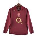 Camisa Arsenal Home 05/06 Manga Longa Retrô - Vinho