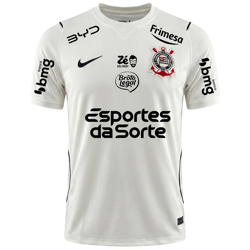 Camisa Corinthians Home 26/27 Patrocinios - Torcedor Nike Masculina - Branca