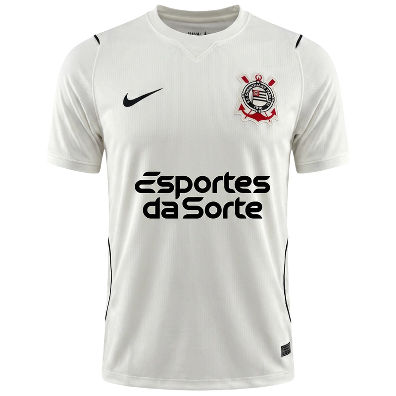 Camisa Corinthians Home 26/27 Com Patrocínio - Torcedor Nike Masculina - Branca