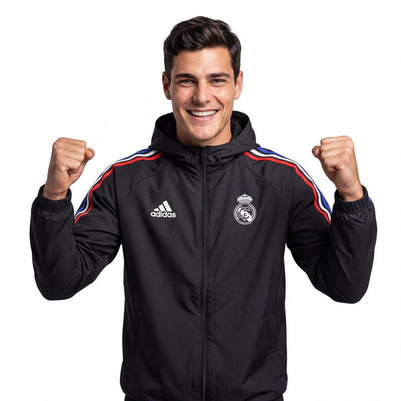Corta Vento Real Madrid 24/25 - Preto Vermelho